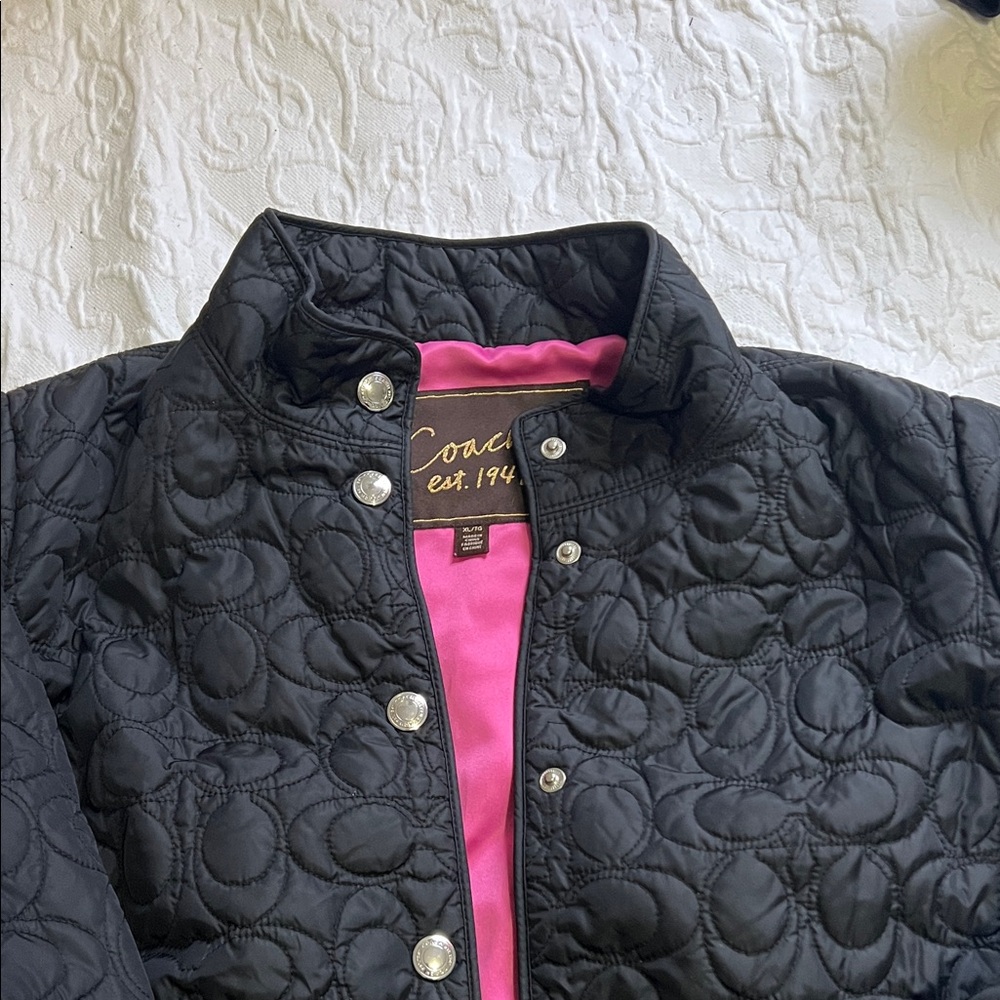 Coach Black Quilted Jacket with Pink Interior